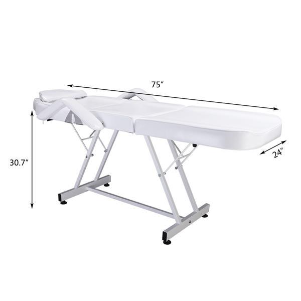 75" PVC & Iron & Sponge Professional Adjustable Beauty Salon SPA Massage Table Bed Tattoo Chair White|Massage Chair