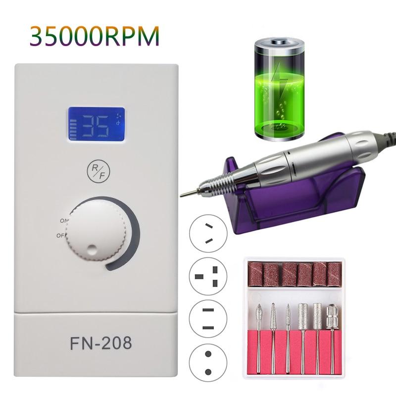 LCD 35000RPM Rechargeable Nail Drill Machine 6000mAh Manicure Drill Pedicure Drill Professional Nail Drill Machine Set Portable|Electric Manicure Drills