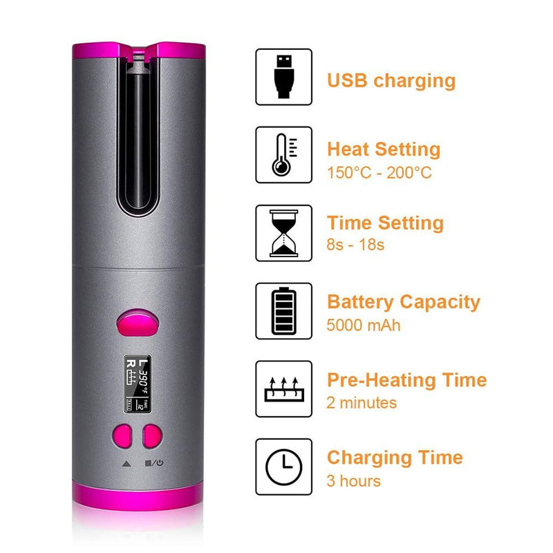 Automatic Hair Curler Auto Ceramic Wireless Curling Iron Hair Waver Tongs Beach Waves Iron Curling Wand Air Curler USB Cordless|Curling Irons