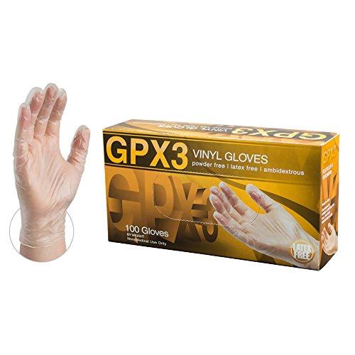 AMMEX GPX3 Industrial Clear Vinyl Gloves, Box of 100, 3 mil, Size XLarge, Latex Free, Powder Free, Food Safe, Disposable, Non-Sterile, GPX348100-BX