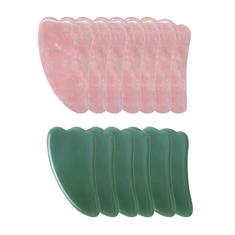 Gouache Scraper Rose Quartz Jade Stone Gua Sha Scraper Massage Tools Set Anti Wrinkle Skin Beauty Care Face Back Neck Massagers|Massage Tools