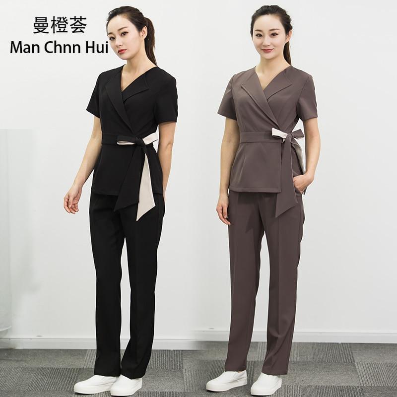 Beauty salon beautician uniform spa health center work clothes women's foot bath sauna massage health technician clothing suit|Scrub Sets