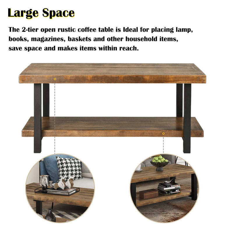 Living Room Table Natural Living Room Furnitures Coffee Table With Storage Shelf Rectangle Modern Side Table For Living Room |Café Tables