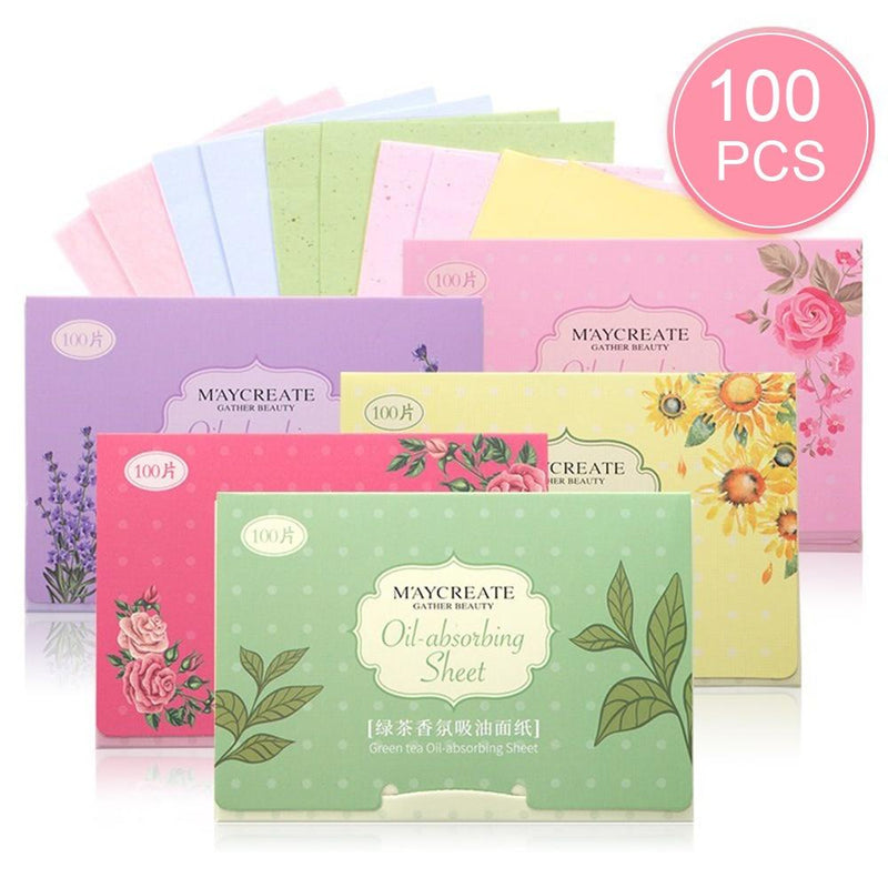 100Pcs Facial Oil Blotting Papers Oil Absorbing Sheets Face Cleanser Acne Treatment Deep Cleansing Oil Control Film Face Makeup|Cotton Pads