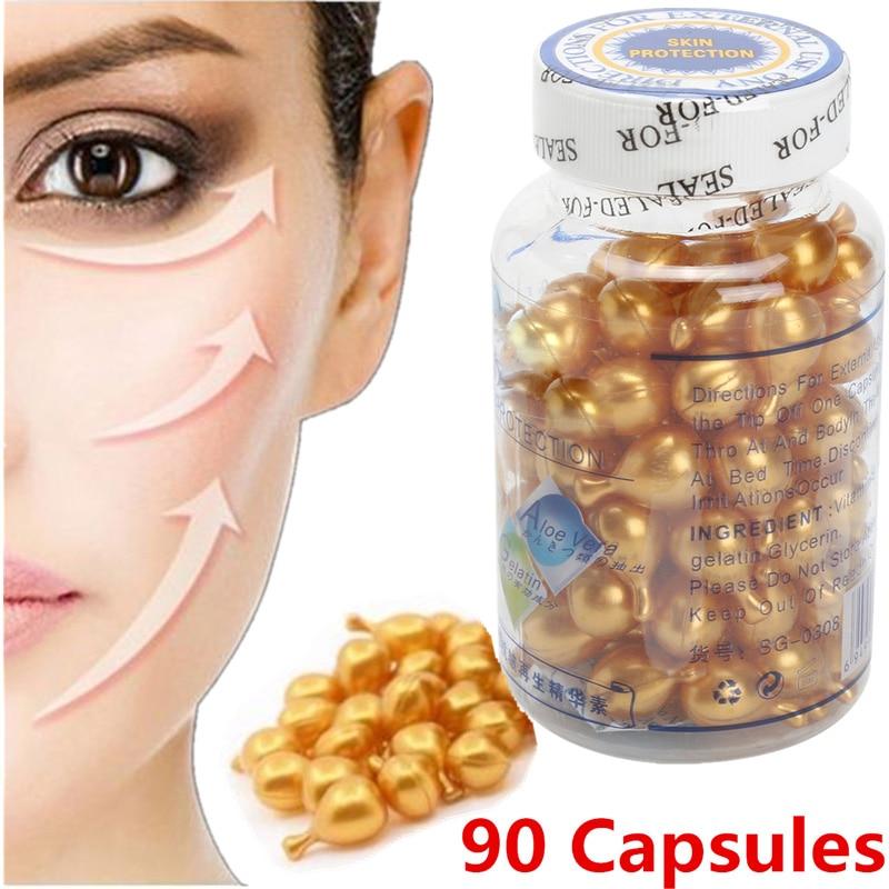 90pcs/bottle Vitamin E Extract Capsules Anti wrinkle Whitening Cream Ve Serum Facial Freckle Capsule Korean makeup skin care|Serum