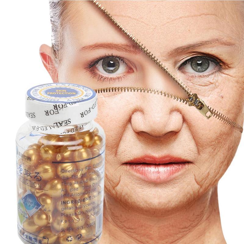 90pcs/bottle Vitamin E Extract Capsules Anti wrinkle Whitening Cream Ve Serum Facial Freckle Capsule Korean makeup skin care|Serum