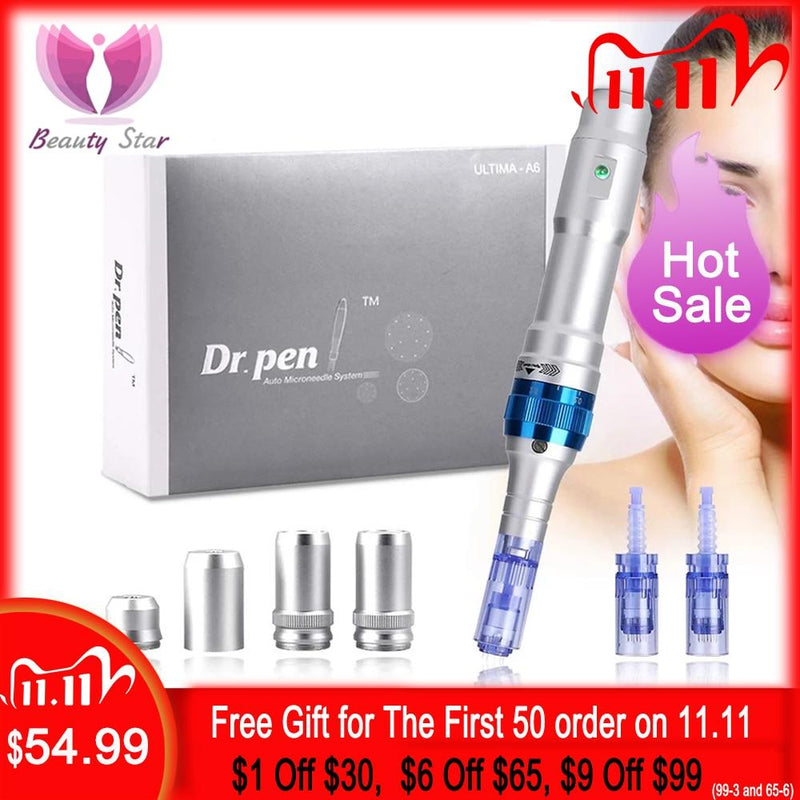 Beauty Star Electric Ultima Dr. Pen A6 Permanent Microblading Tattoo Needles Derma Pen Acne Scar Removal Dr. Pen A6 Microneedle|cellulite massager|anti cellulite massagermassage leg