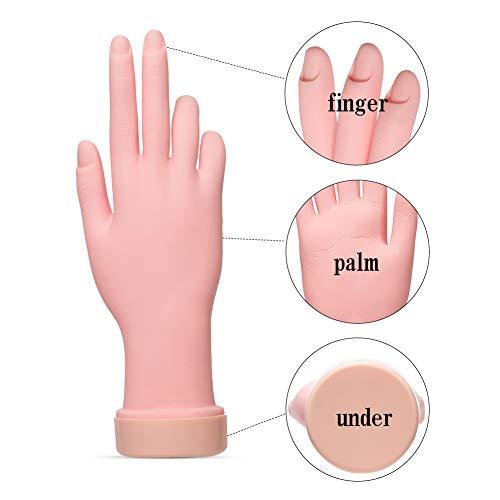 2 Pack Practice Nail Art Trainer Training Hand Tool Flexible Bendable Movable Fake Mannequin Right Hands Manicure Tool