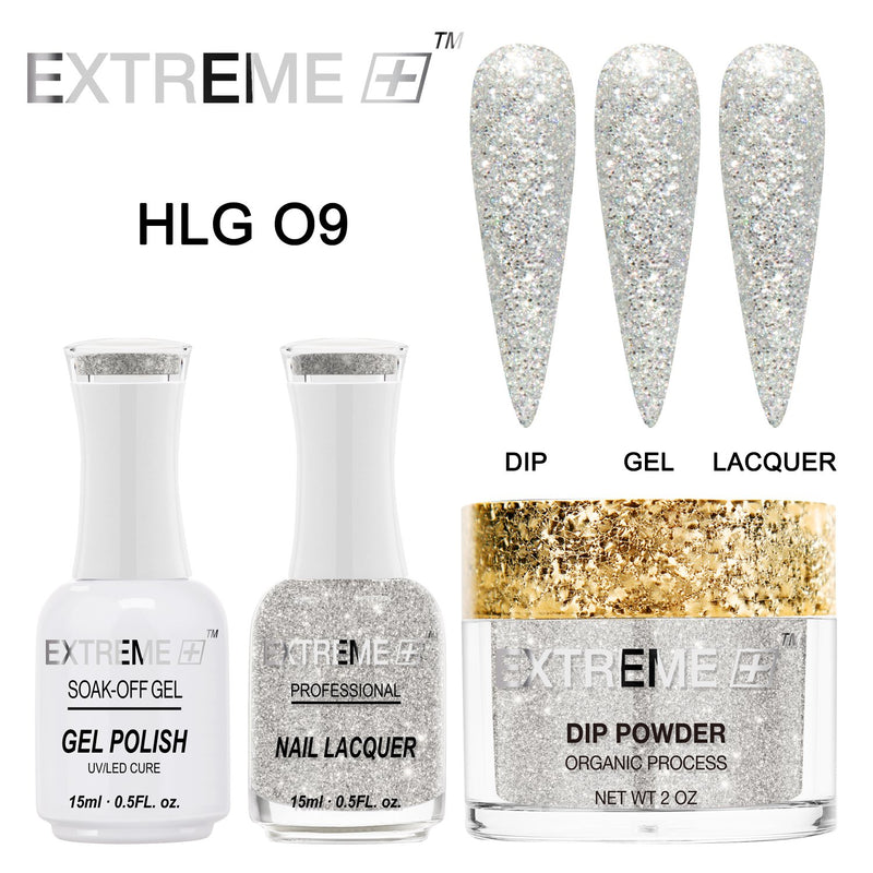 EXTREME+ Trio - Gel, Lacquer, & Dip Combo - HOLO CHROME -