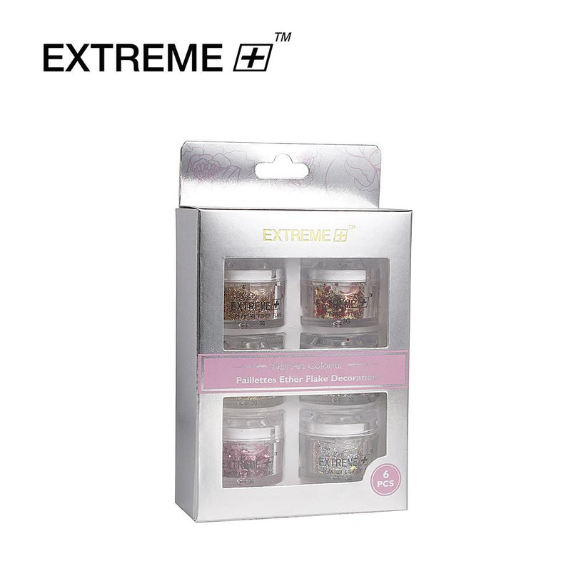 EXTREME+ Aluminum Nail Flakes Set / 6 colors