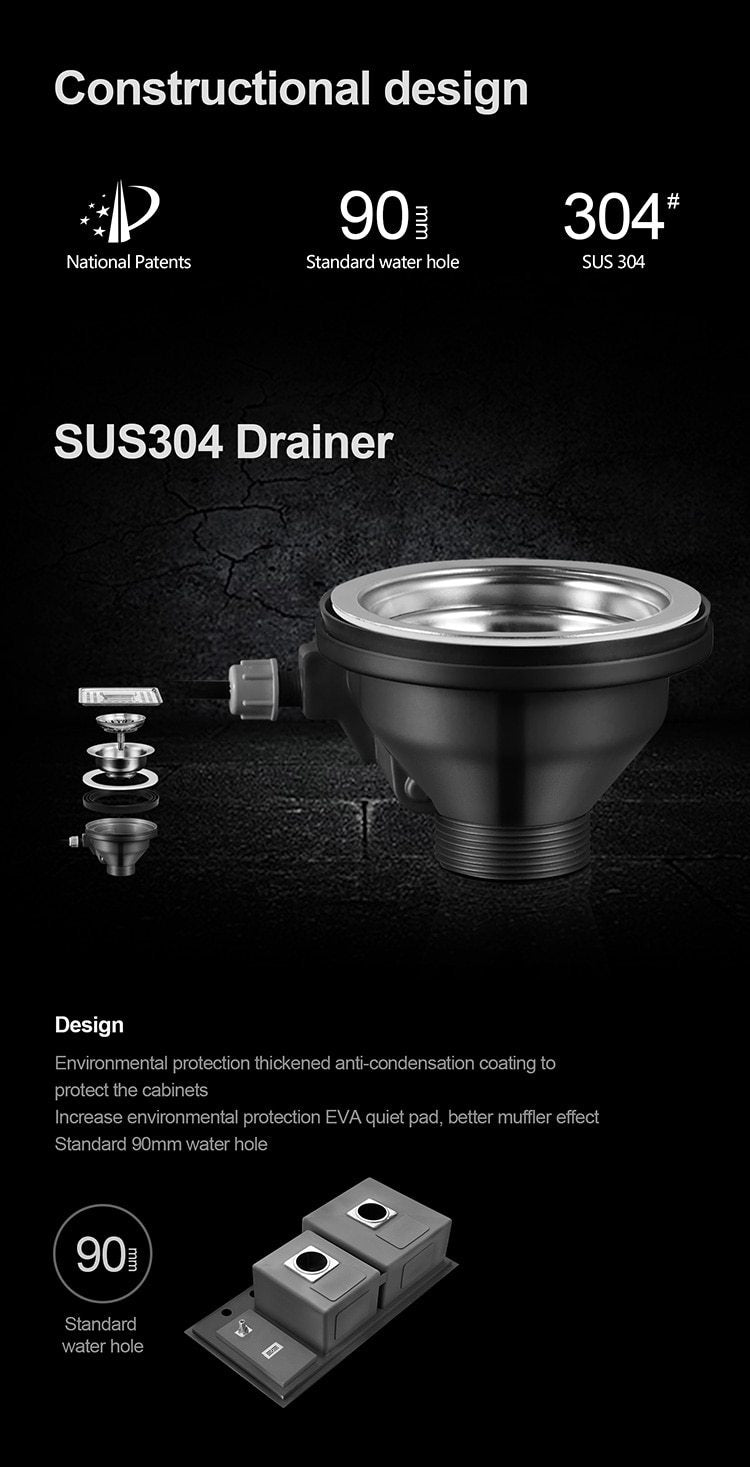 Asras 9045MD SUS304 Handmade kitchen sink cup rinser sink with drainer manufacturer free shipping DHL|Kitchen Sinks