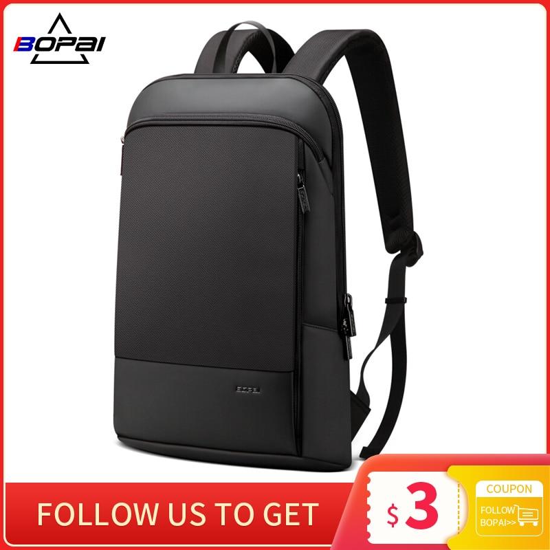 BOPAI Slim Laptop Backpack Men 15.6 Inch Office Work Women Backpack Business Bag Unisex Black Ultralight Backpack Thin Back Pack|Backpacks