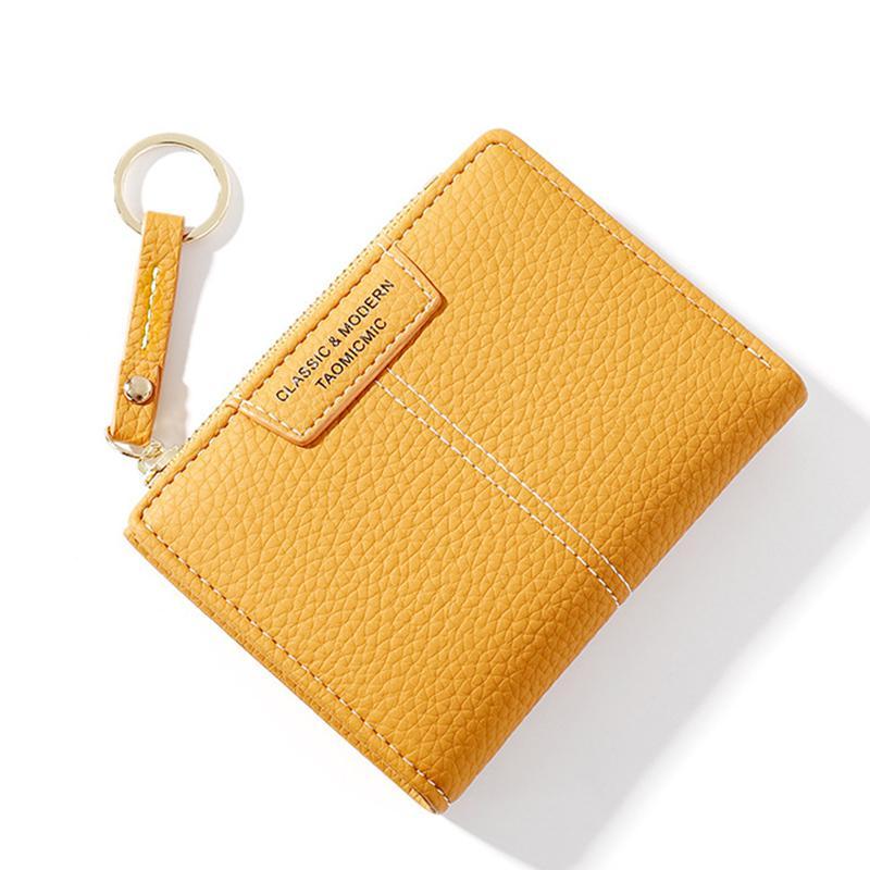 Brand Yellow Women Wallet Soft PU Leather Female Purse Mini Hasp Card Holder Coin Short Wallets Slim Small Purse Zipper Keychain|Wallets