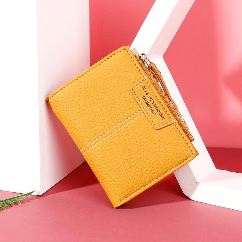 Brand Yellow Women Wallet Soft PU Leather Female Purse Mini Hasp Card Holder Coin Short Wallets Slim Small Purse Zipper Keychain|Wallets