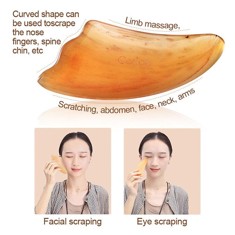 Cofoe Gua Sha Facial Massage Scraping Tool OX Horn Gusha Therapy Guasha Plate Board Scraper for Chinese Medical Skincare