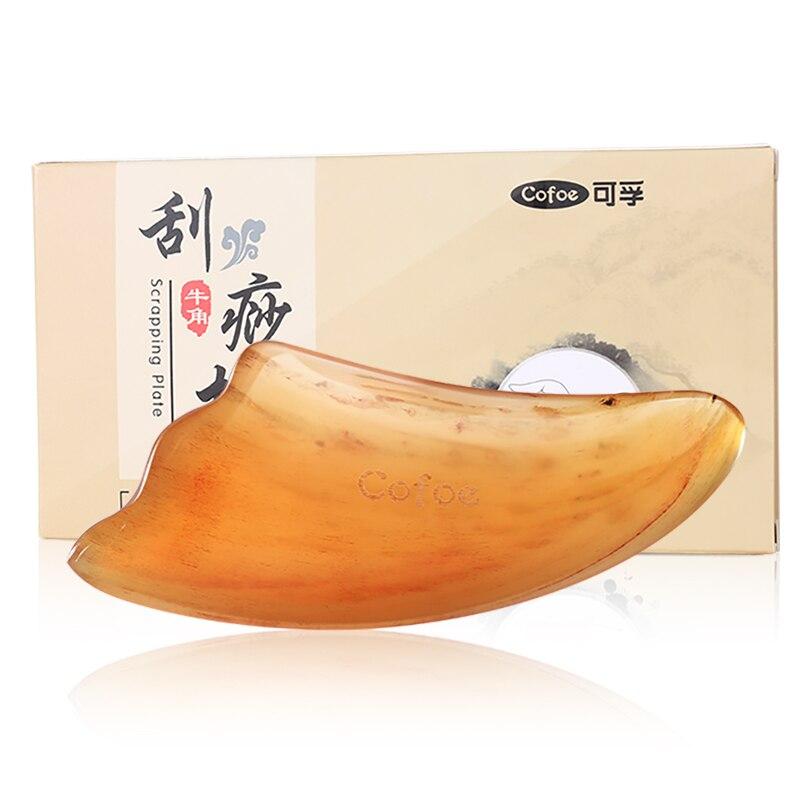 Cofoe Gua Sha Facial Massage Scraping Tool OX Horn Gusha Therapy Guasha Plate Board Scraper for Chinese Medical Skincare