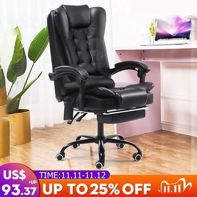 Computer Office Chair Gaming Home Leather Executive Swivel Massage Gamer Chair Lifting Rotatable Armchair Footrest Adjustable|Office Chairs