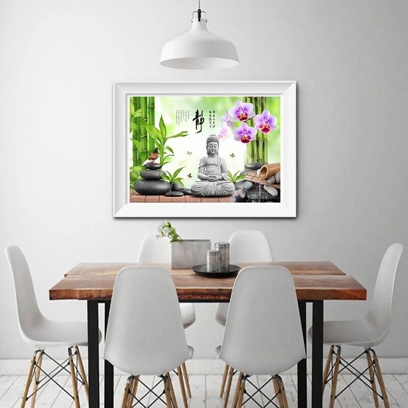 Custom 3D Mural Wallpaper Buddha Statue Green Bamboo Cobblestone Dove Flower Butterfly 3D Photo Wall Painting Living Room Sofa|Wallpapers