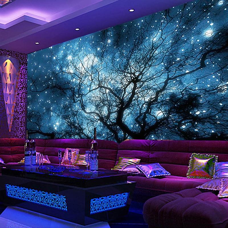 Custom 3D Photo Wallpaper Modern Abstract Art Blue Starry Sky Trees Living Room TV Background Wall Decoration Mural Home Decor|tv background|3d photophoto wallpaper