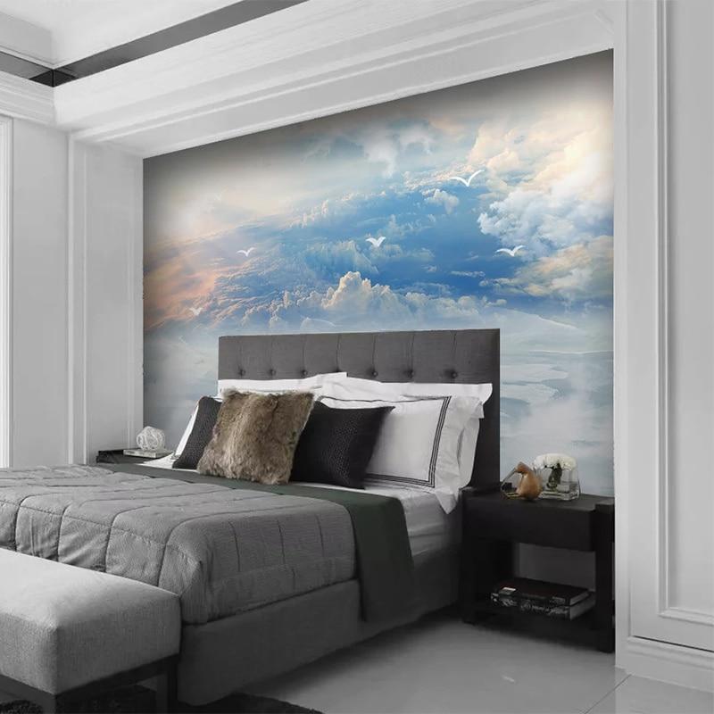 Custom 3D Wallpaper Modern Blue Sky And White Clouds Photo Wall Murals Living Room TV Sofa Bedroom Background Wall Painting 3 D|Wallpapers