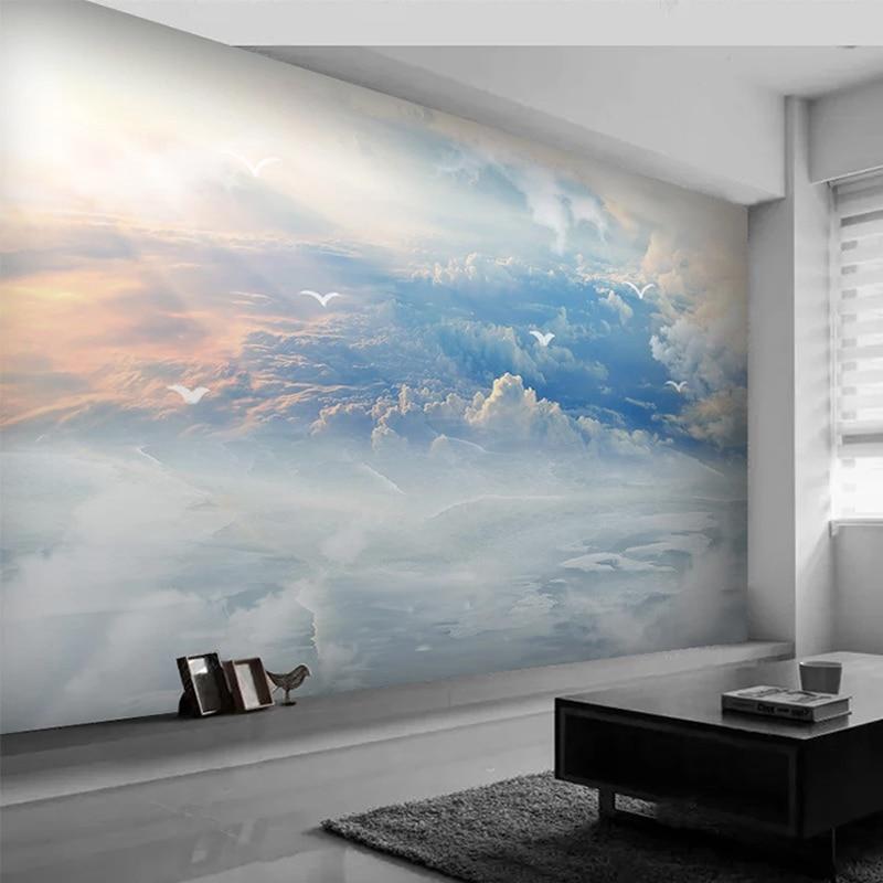 Custom 3D Wallpaper Modern Blue Sky And White Clouds Photo Wall Murals Living Room TV Sofa Bedroom Background Wall Painting 3 D|Wallpapers