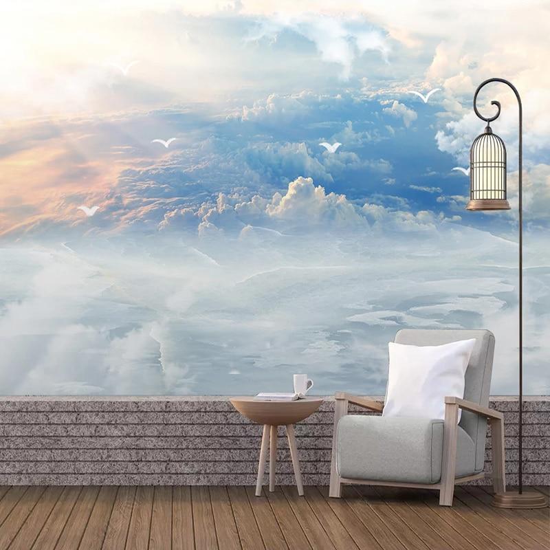 Custom 3D Wallpaper Modern Blue Sky And White Clouds Photo Wall Murals Living Room TV Sofa Bedroom Background Wall Painting 3 D|Wallpapers