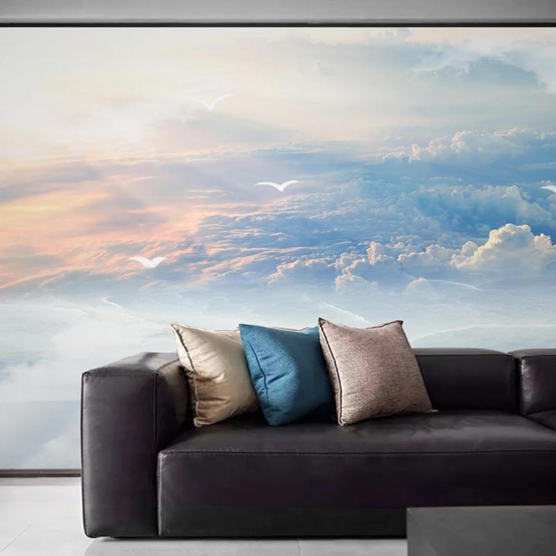 Custom 3D Wallpaper Modern Blue Sky And White Clouds Photo Wall Murals Living Room TV Sofa Bedroom Background Wall Painting 3 D|Wallpapers