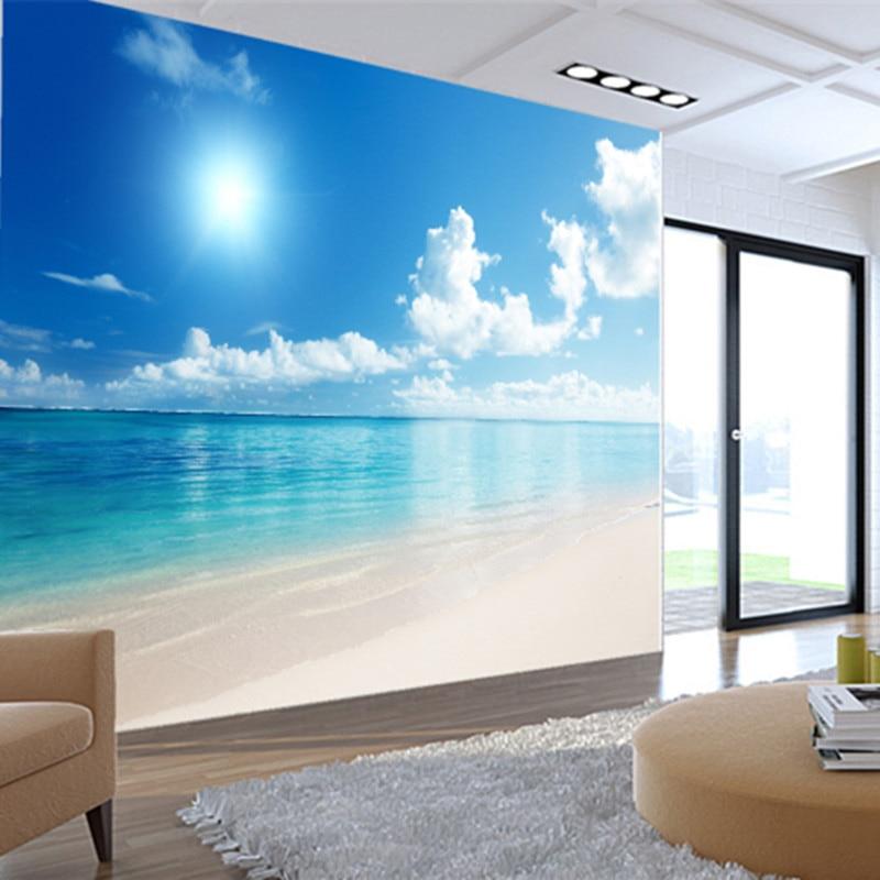 Custom Large Mural Wallpaper Sea Blue Sky 3D Ocean Scenery TV Background Living Room Photo Wallpaper 3D Room Wallpaper Landscape|wallpaper landscape|tv backgroundphoto wallpaper 3d