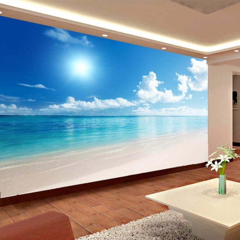 Custom Large Mural Wallpaper Sea Blue Sky 3D Ocean Scenery TV Background Living Room Photo Wallpaper 3D Room Wallpaper Landscape|wallpaper landscape|tv backgroundphoto wallpaper 3d