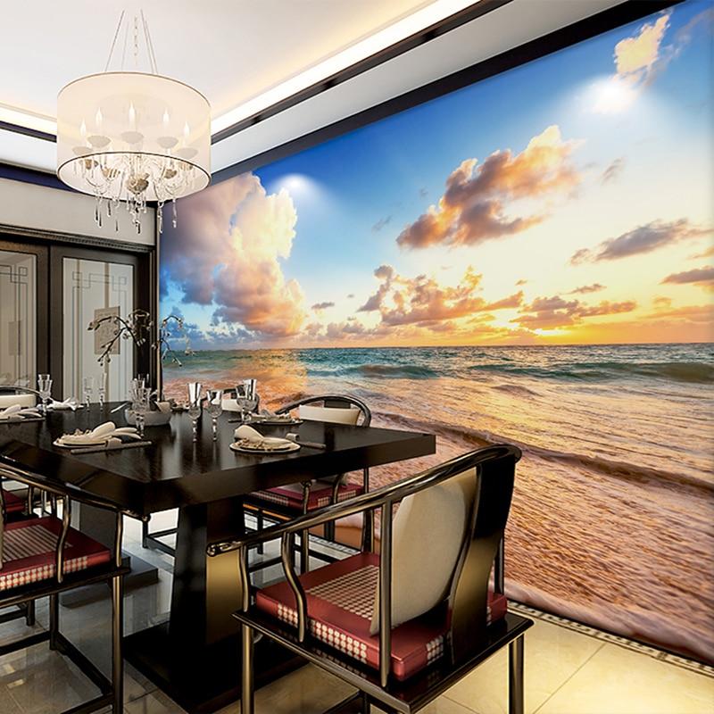 Custom Photo Mural Wallpaper 3D HD Beautiful Sky Beach Waves Landscape Mural Living Room Bedroom Background Wall Painting Decor|mural wallpaper 3d|landscape muralscustom photo murals