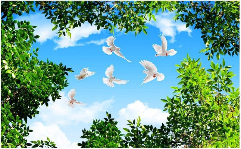 Custom photo 3d ceiling mural wallpaper Branches of blue sky and white dove living room 3d wall murals wallpaper for walls 3 d|Wallpapers