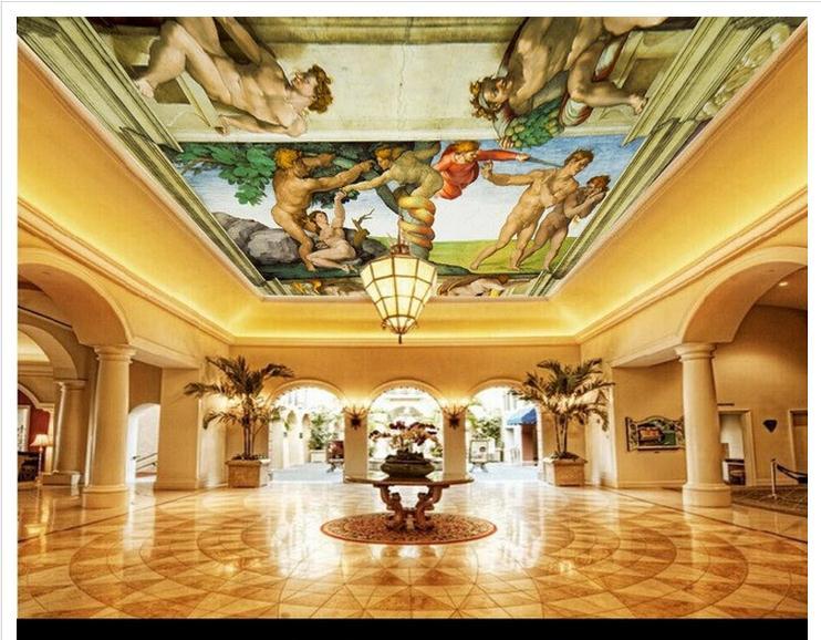 Customized 3d wallpaper 3d ceiling wallpaper murals religious painting of Genesis zenith ceiling decorative painting background|ceiling wallpaper murals|ceiling wallpaper3d ceiling wallpaper