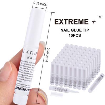 Nail Tip Glue For Acrylic Nails Tips Extreme+ 10 Pcs - 0.07 oz for each glue