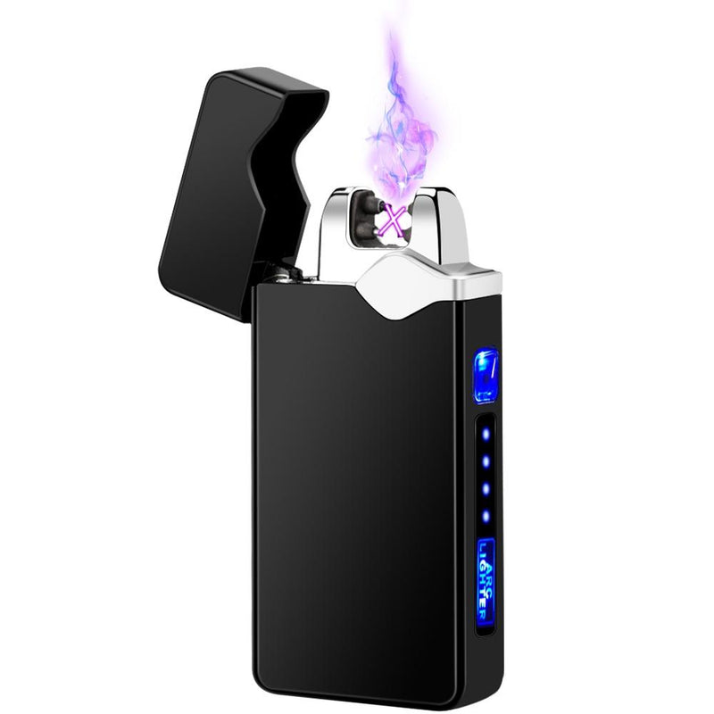 Electric Dual Arc Lighter USB Rechargeable Windproof Flameless Plasma Pulse Lighters For Cigarette Candle With LED Power Display|Cigarette Accessories