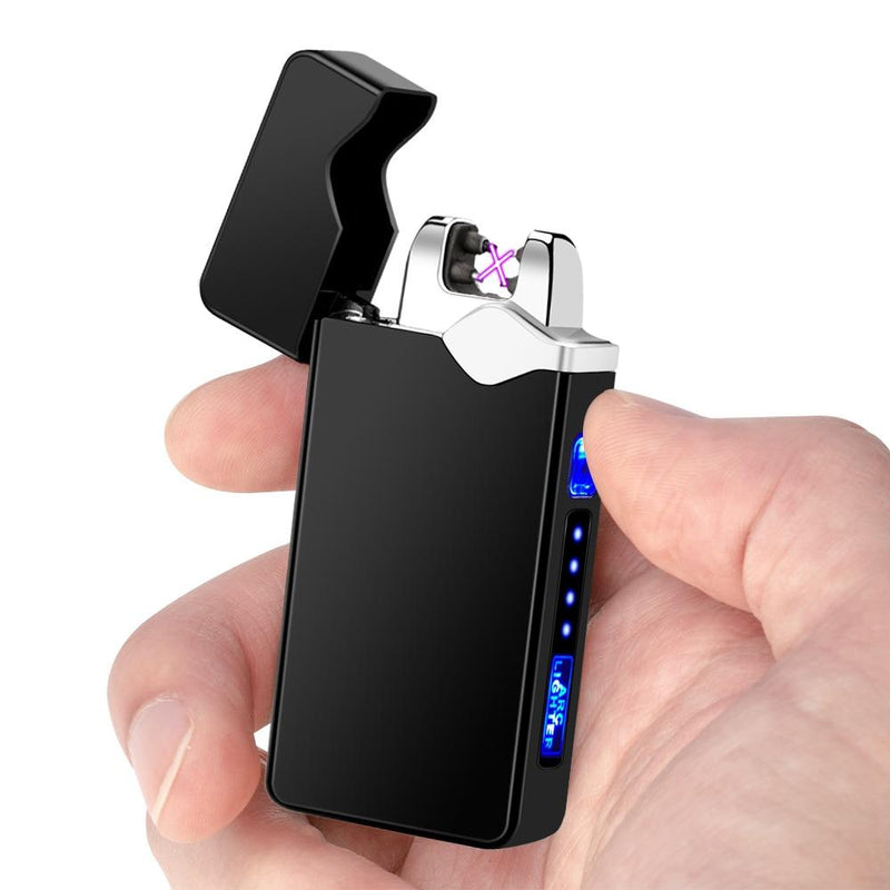 Electric Dual Arc Lighter USB Rechargeable Windproof Flameless Plasma Pulse Lighters For Cigarette Candle With LED Power Display|Cigarette Accessories