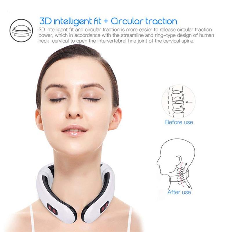 Electric Pulse Back And Neck Massager Far Infrared Heating Therapy Pain Cervical Massage Collar Health Care Relax Acupuncture|Neck Massage Instrument