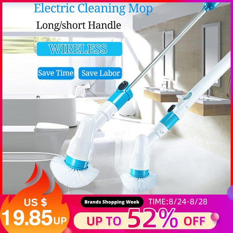 Electric Spin Scrubber Turbo Scrub Cleaning Brush Cordless Chargeable Bathroom Cleaner with Extension Handle Adaptive Brush Tub|Cleaning Brushes