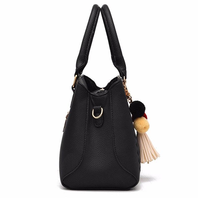 Embroidery Messenger Bags Women Leather Handbags Bags for Women 2019 Sac a Main Ladies hair ball Hand Bag purses and handbags|Shoulder Bags