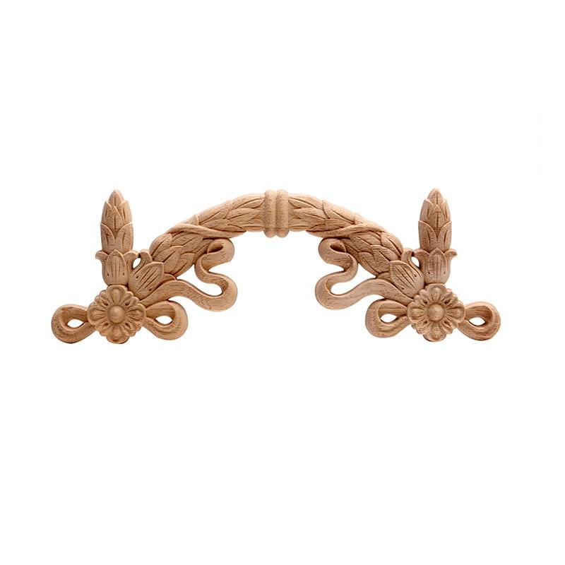 European style Wood Carving Decal Solid Wood Furniture Decorative Accessories Door Heart Long Flower Pieces Wholesale and Retail|Statues & Sculptures