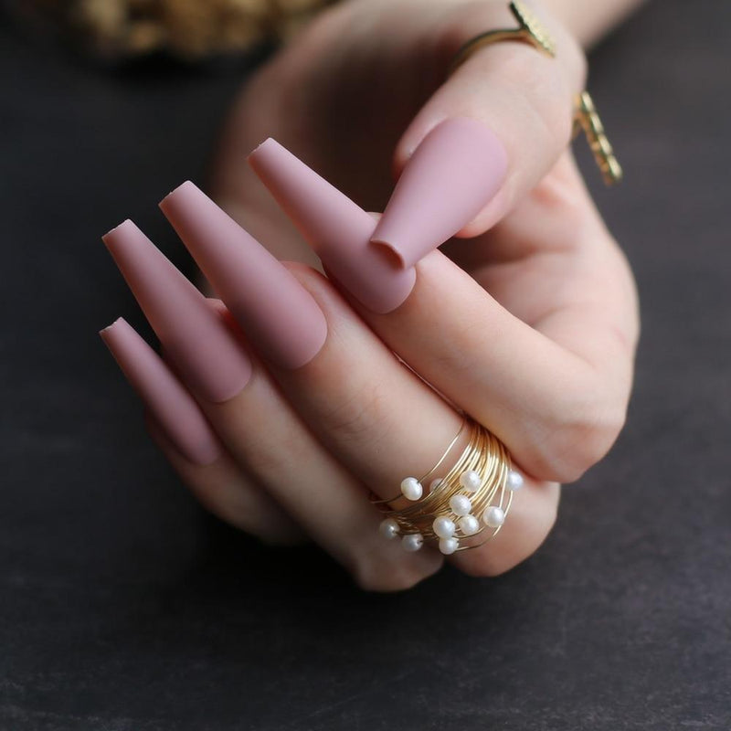 Extra stunning fasle nails Nude Long Luxury Coffin Matte Medium Acrylic nails salon 20pcs fake nails ballet Classic available|False Nails