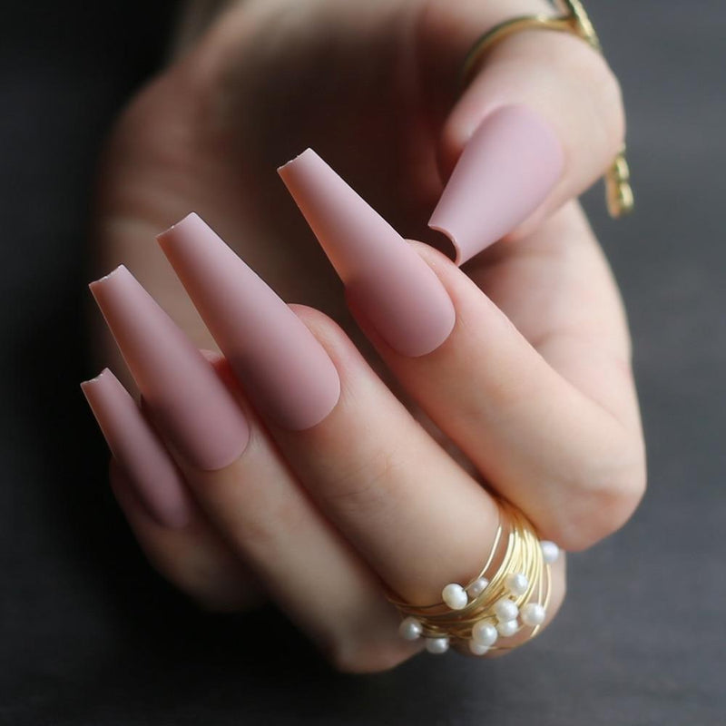 Extra stunning fasle nails Nude Long Luxury Coffin Matte Medium Acrylic nails salon 20pcs fake nails ballet Classic available|False Nails