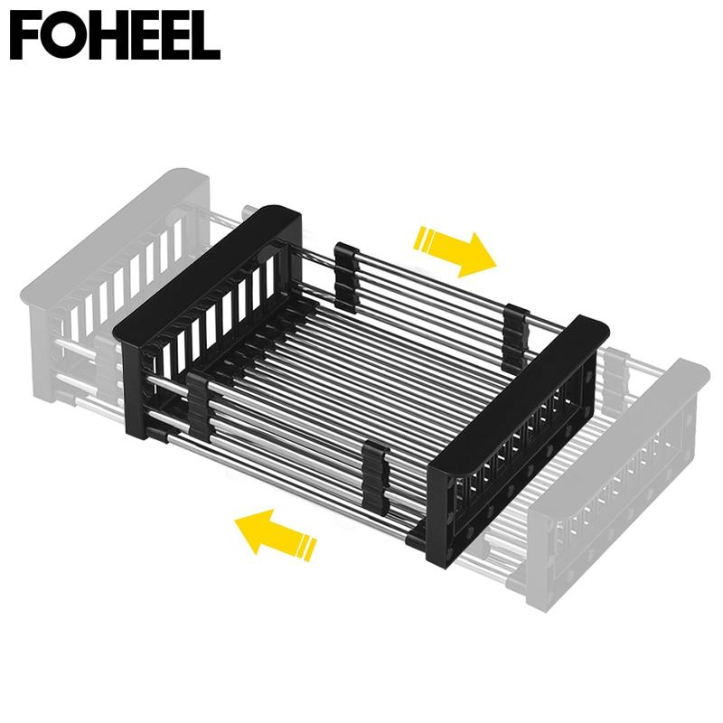 FOHEEL Retractable Kitchen Sink Drain Rack Creative Silica Gel Drainage Rack Drying Stainless Steel Tube Holder Foldable|Kitchen Drains & Strainers