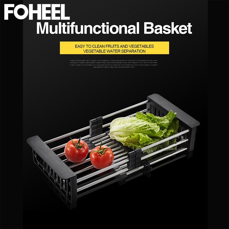 FOHEEL Retractable Kitchen Sink Drain Rack Creative Silica Gel Drainage Rack Drying Stainless Steel Tube Holder Foldable|Kitchen Drains & Strainers