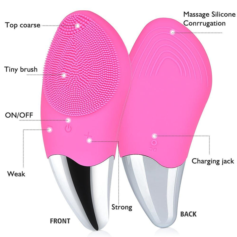 Facial Cleansing Brush Rechargeable Waterproof Silicone Face Brush Sonic Vibration Deep Cleaning Blackhead Remover Anti Aging|Home Use Beauty Devices