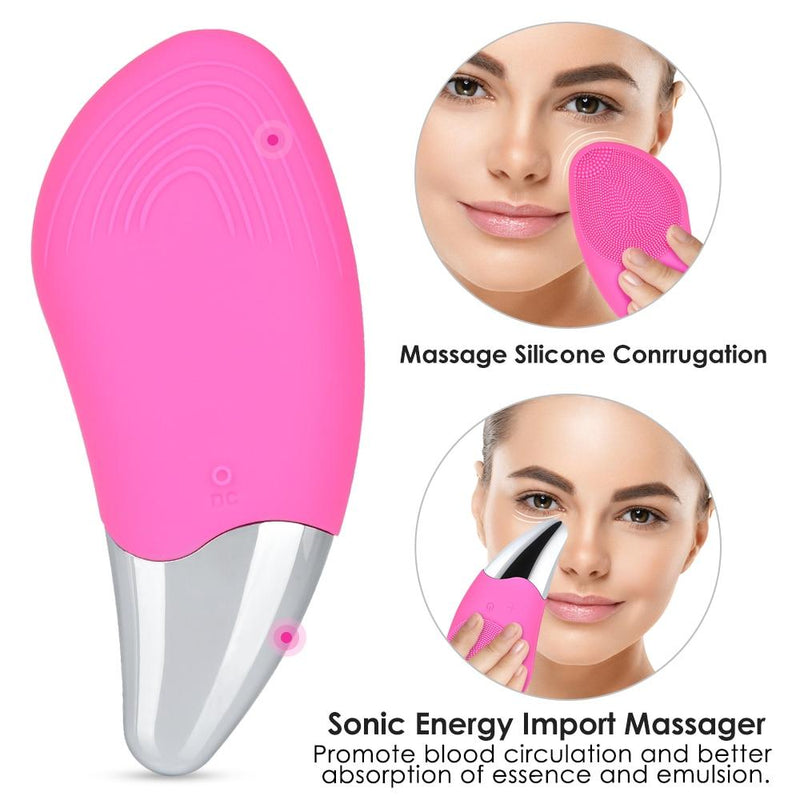 Facial Cleansing Brush Rechargeable Waterproof Silicone Face Brush Sonic Vibration Deep Cleaning Blackhead Remover Anti Aging|Home Use Beauty Devices