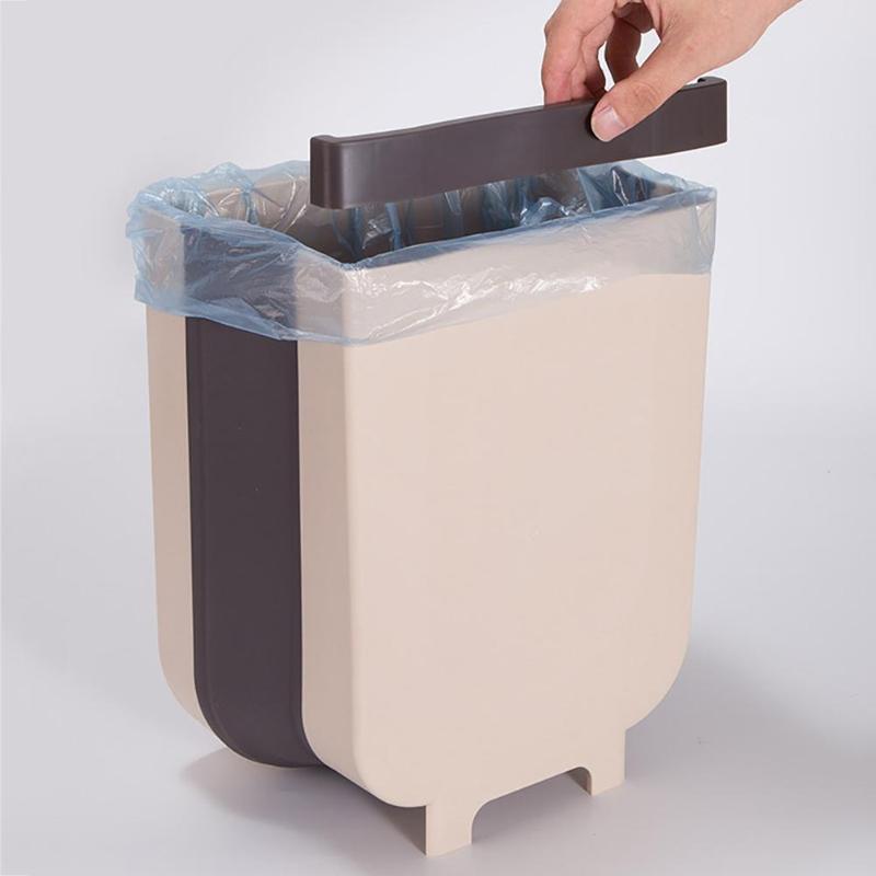 Folding Waste Bin Kitchen Cabinet Door Car Hanging Trash Can Wall Mounted Trashcan for Bathroom Toilet Waste Storage Bucket|Waste Bins