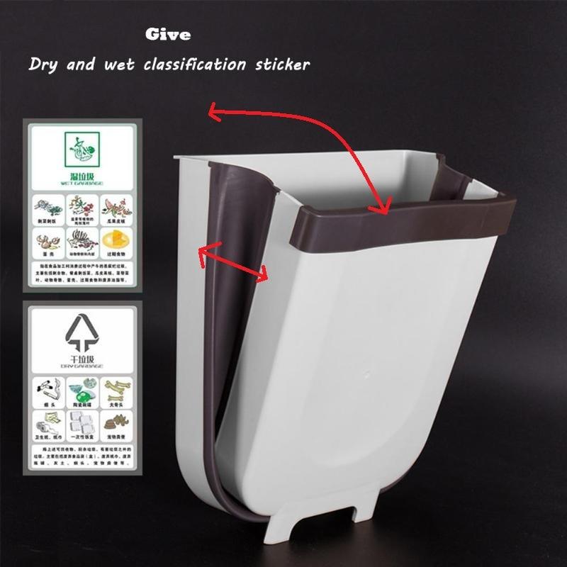 Folding Waste Bin Kitchen Cabinet Door Car Hanging Trash Can Wall Mounted Trashcan for Bathroom Toilet Waste Storage Bucket|Waste Bins