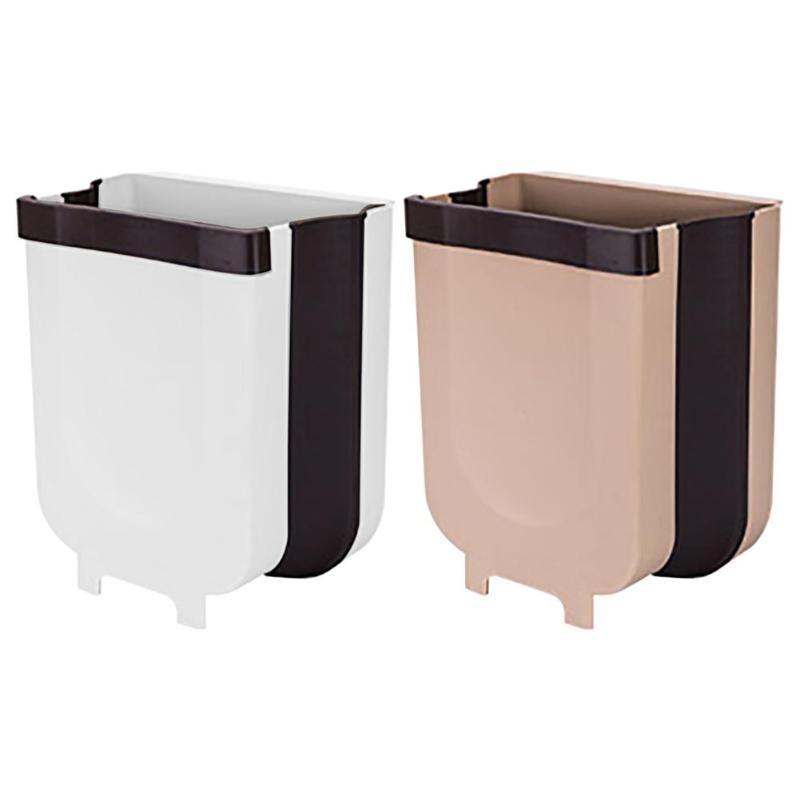 Folding Waste Bin Kitchen Cabinet Door Car Hanging Trash Can Wall Mounted Trashcan for Bathroom Toilet Waste Storage Bucket|Waste Bins