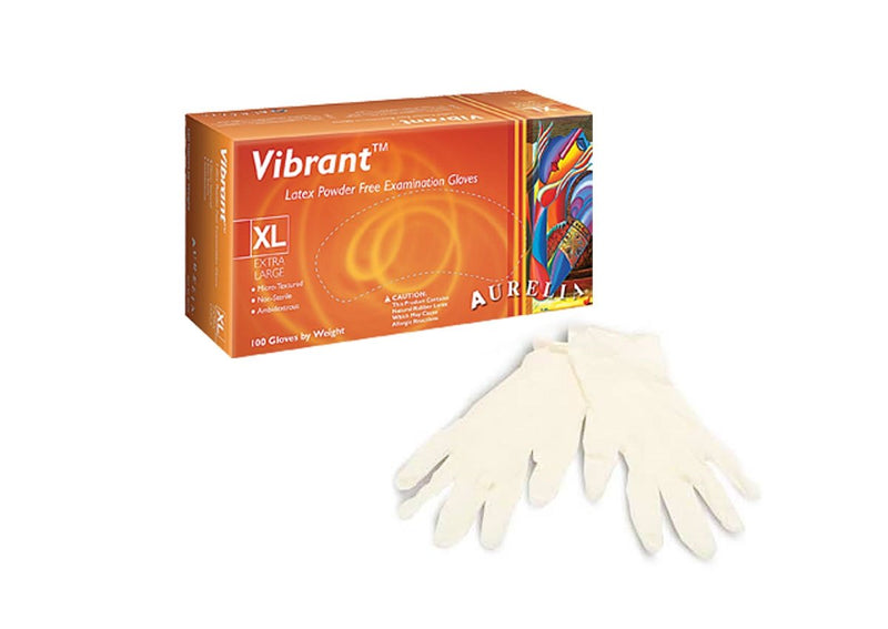 Aurelia Vibrant Latex Gloves, Powder Free Exam Gloves