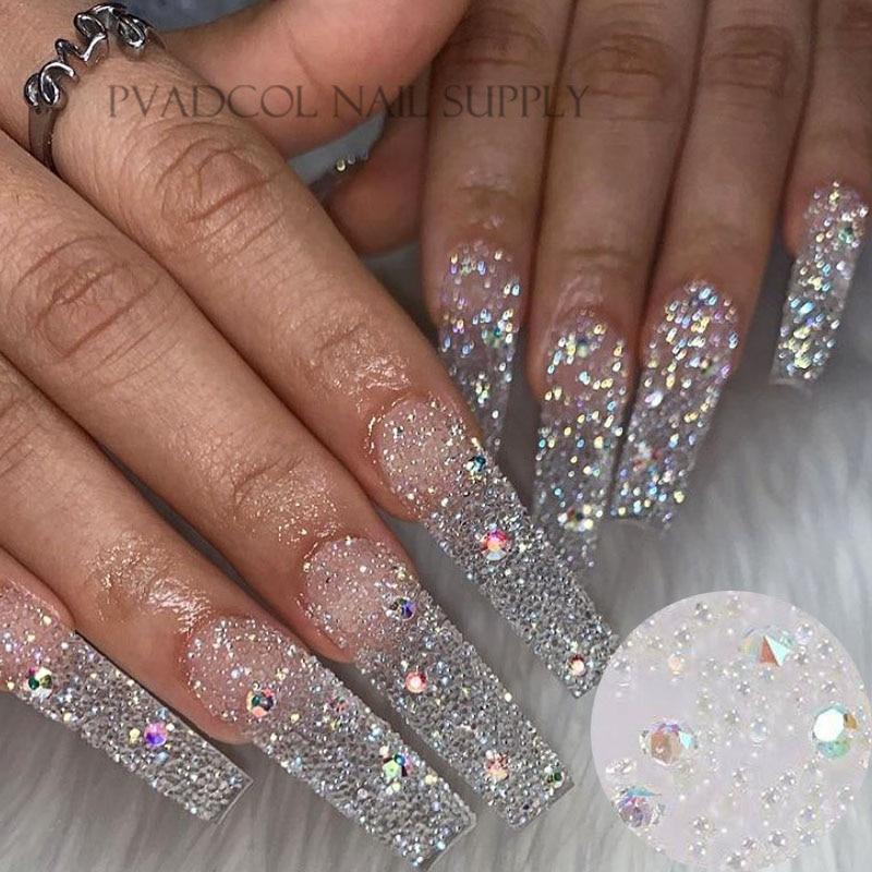 Glitter Pixie Nails Crystal Micro Beads Multicolor AB 3D Nail Art Rhinestone Decorations Manicure Accessories|Rhinestones & Decorations